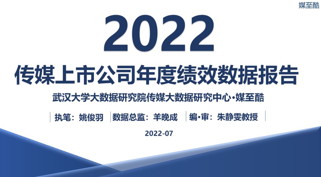 2022传媒上市公司年度绩效数据报告