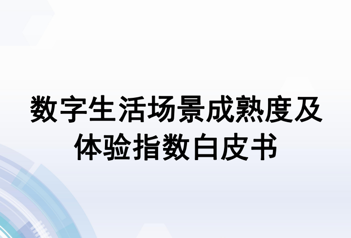数字生活场景成熟度及体验指数白皮书