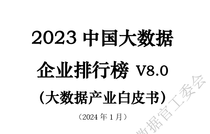 2023中国大数据企业排行榜V8.0（大数据产业白皮书）