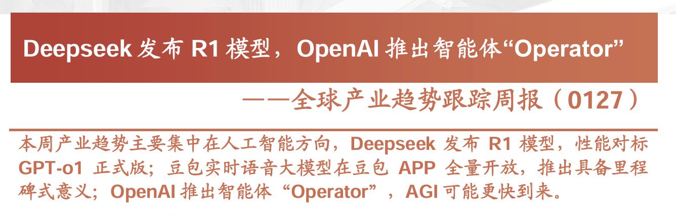 Deepseek发布R1模型，OpenAI推出智能体“Operator”